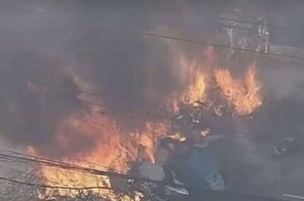 HT6. In a bustling district, a small plane crashed into a bus and exploded