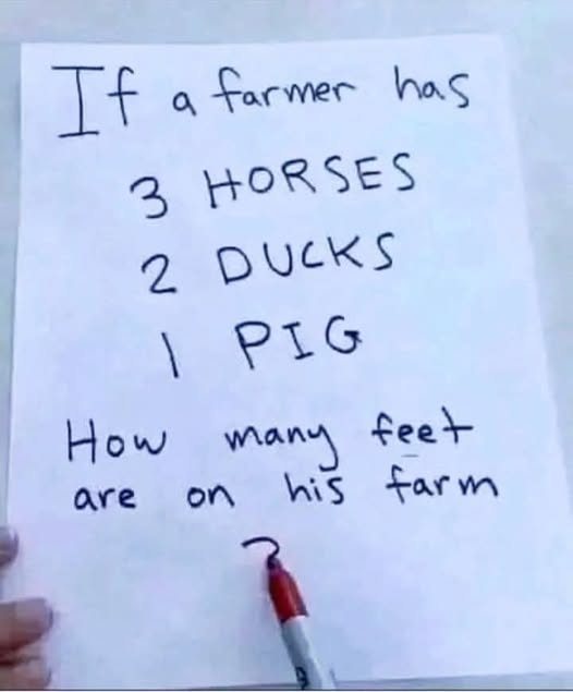 HT6. Brain Teaser: How Many Feet Are On The Farm?