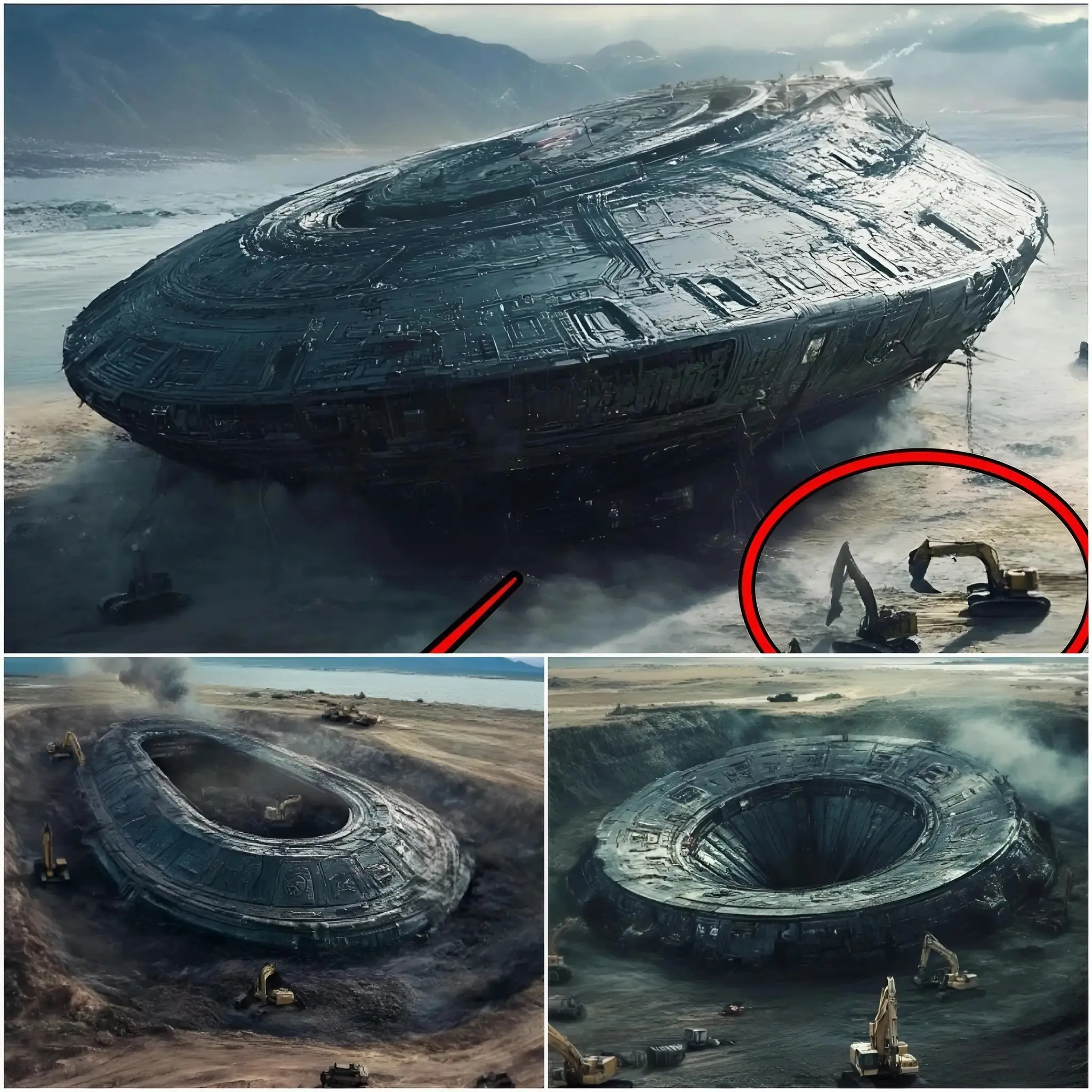 AC. Gigantic Spaceship Uncovered After Millennia Hidden Beneath the Earth!